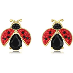 Superchic Ladybug Pendant Necklace Cute Cubic Zirconia with floating Crystals for Women Halloween Party Birthday Gifts