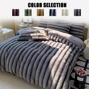 Luxurious Rabbit Fur Blanket, High-Density Weave & Sealed Edges, Ultra Soft Plush, All-Day Comfort for Sofa Bed Office Travel, Lightweight Cozy Blanket