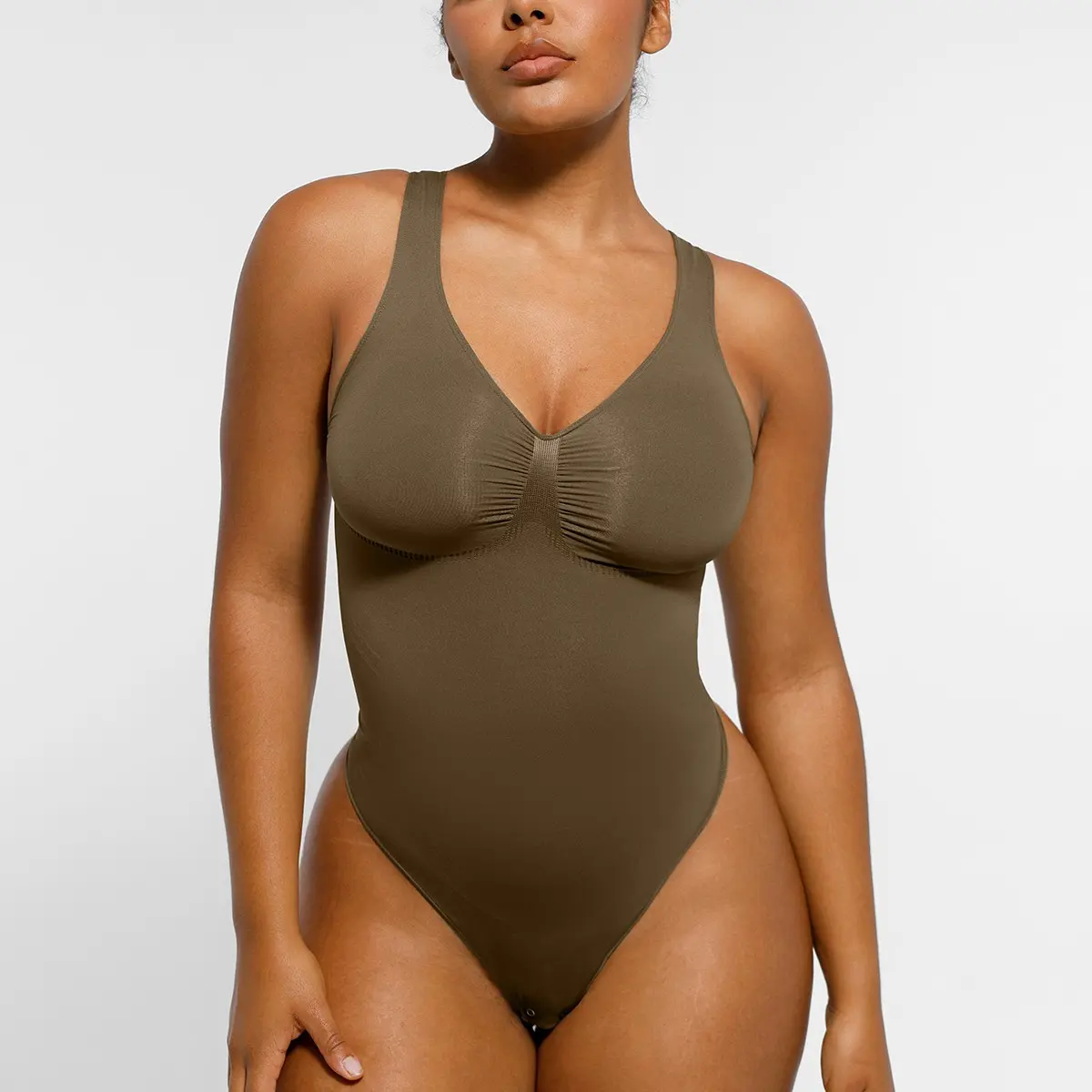 V-Neck Thong Olive Green