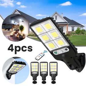 4 Pack Led Solar Street Lights Outdoor,halloween outdoor decor 120 Led Remote-Controlled Wireless Ip65 Motion Sensor Security Wall Light with 3 Modes for Garden,Street,Deck,Yard,Garage, Patio Sensor Outdoor Lights with Remote solar flood light