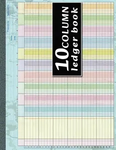 10 Column Ledger Book: Colorful Accounting Ledger Book for Bookkeeping |10 Column Columnar Pad for Small Business | 11x8.5 Inches, 80 Pages