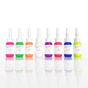 NISIMP UV Fluorescent Tattoo Ink Set (8pcs, 0.17 oz / 5ml Each) – Vibrant Neon Pigments, UV Reactive Under Blacklight, Plant-Based Formula, Fragrance-Free Professional Tattoo Ink for Artists & Beginners