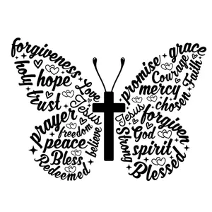 Jesus Christian Butterfly Direct To Film Print, DTF Print, Ready To Press Print For T-Shirts