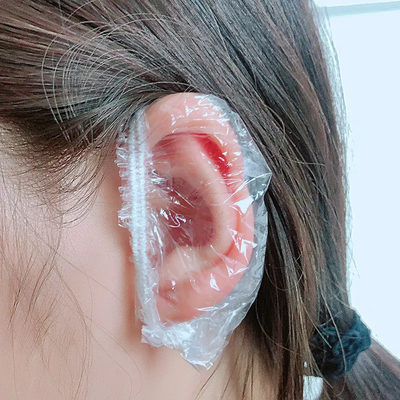 100 Transparent Waterproof Ear Covers, Disposable Multiple Uses Protection for Bathing, Dyeing Hair, Beauty Salons, No Battery Needed, Hygienic Non-Toxic Material