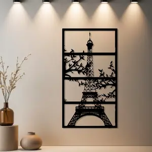 Housewarming Gift 1pc Eiffel Tower Metal Wall Art, Eiffel Tower Metal Wall Art Decoration with Premium Finish, Modern Art Design - Ideal Gift for Christmas, Bridal Shower, Anniversary, Valentine's Day - Home