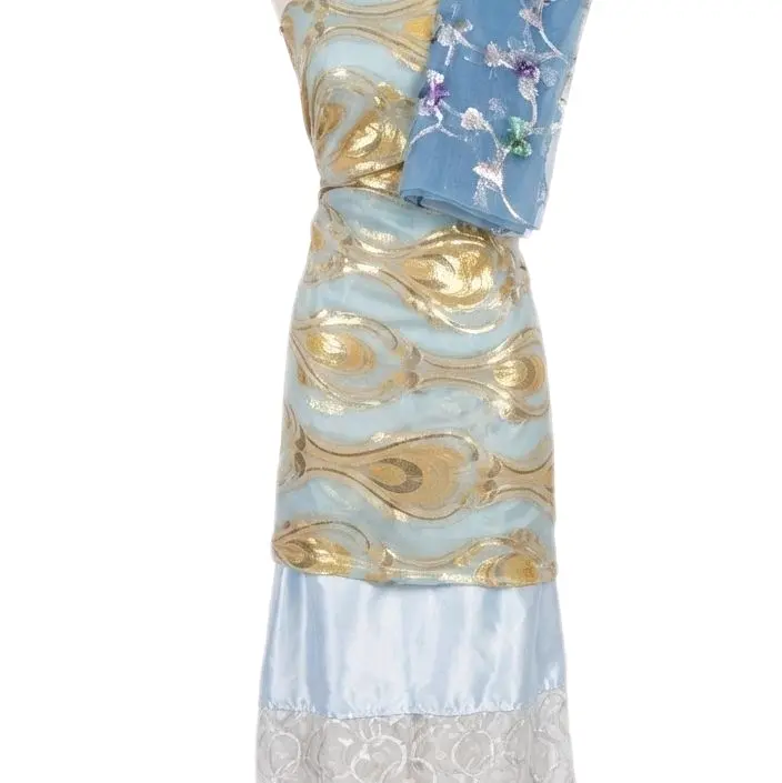 Fransawi Dirac- Light blue & Gold Shimmery Sparkle Embellishments