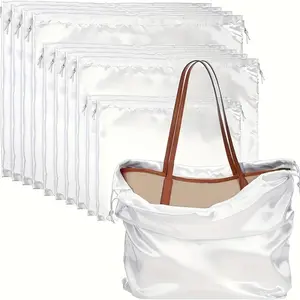 5Pcs Satin Drawstring Storage Bags, Dust Bags for Handbags & Accessories