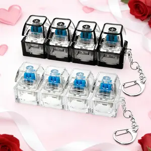 Stress Relief Mechanical Keyboard Toy, Stress Relief Fidgeting, Compact Design, Crystal Keycaps, LED Lights, 4-In-1 Stress Button Clicker, Valentine's Gift