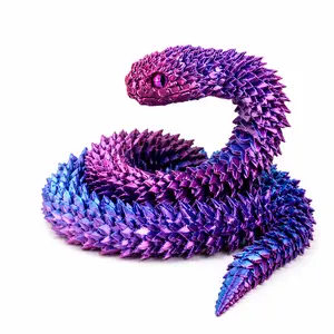 3D Printed Articulated Snake Figurine, Flexible Jointed Fidget Toy, Mini Gifts,Stress Relief Ornament for Home Decor, Holiday Gift for Kids & Adults