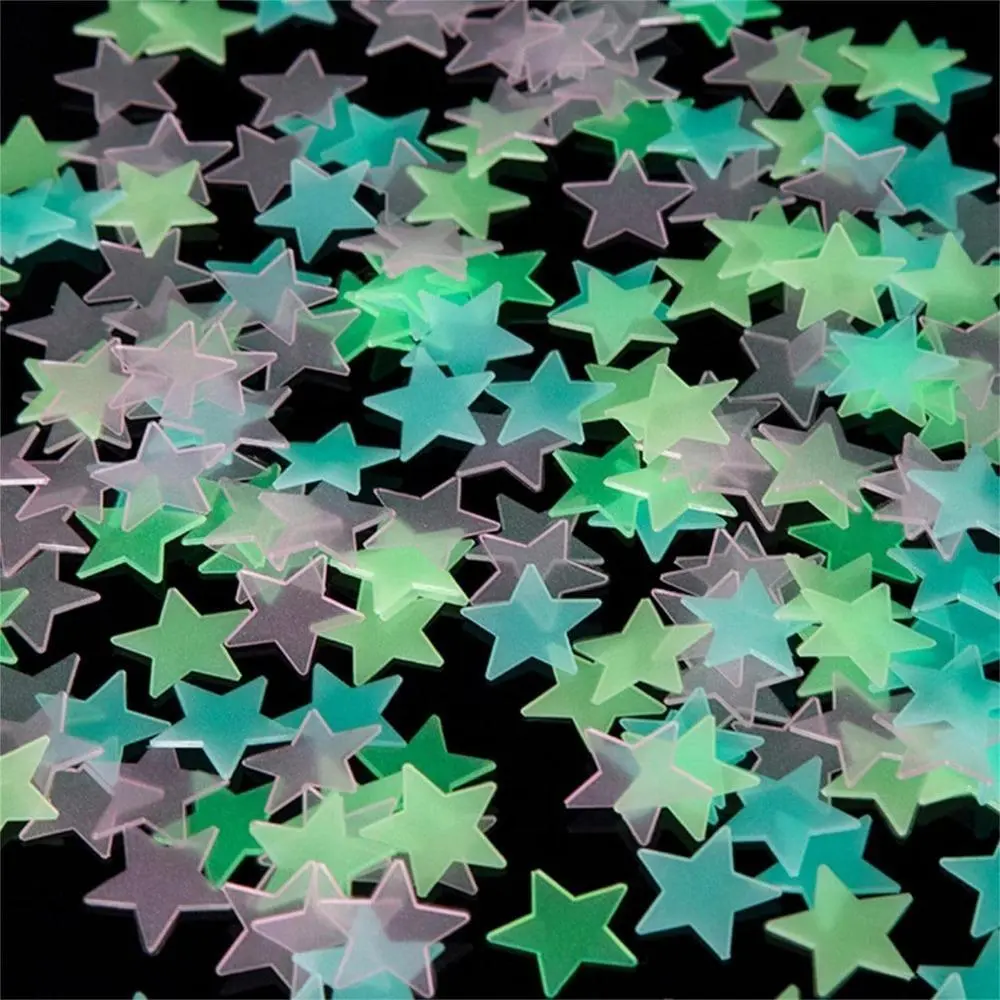 2Pcs Colorful Glow-in-the-Dark Star Plastic Wall Stickers - Starry Glow Effect Wall Decor, Home Inspo Night-Sky Decor for Bedroom