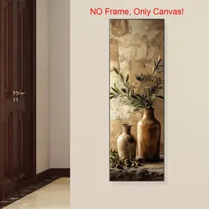 Olive Branch & Pottery Still Life Pattern Unframed Canvas Poster, Modern Wall Art Painting, Wall Art Decor for Home Living Room Bedroom Office, Ornaments