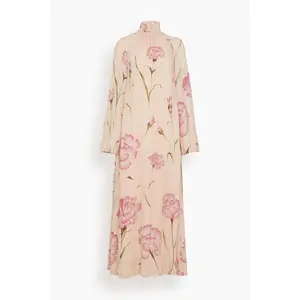 Macro Carnation Kaftan Dress in Rose
