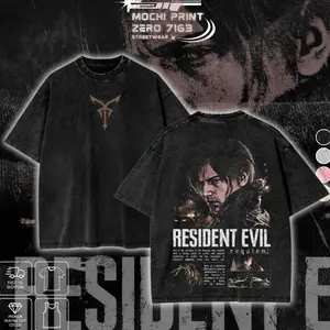 Resident Evil Leon Kennedy Graphic T-shirt RE9 Biohazard Remake Crewneck Sweatshirt Hoodie Tank Top Streetwear 100% Cotton Oversized Horror Game Fan Gift Heavyweight Aesthetic Washed Print Unisex Top Resident Evil Series GOU