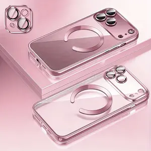 Premium Magnetic Phone Cover Designed for Iphone Models 17, 17 Pro Max, 17 Air, 16e, 16 Pro Max, 15, 14, 13, 12, and 11 Features A Soft Plating, Ultra-slim Design with Lens Protector, Supports Wireless Charging, Shockproof & Waterproof Phone Pouch