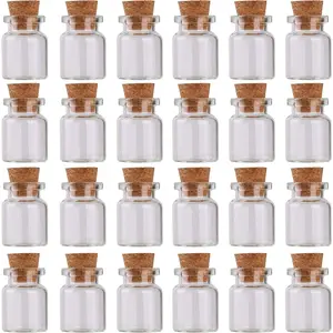 24pcs Mini Glass Bottles with Cork Stoppers 5ml DIY Art Crafts Storage Container,Tiny Glass Vials Cork for Wedding Decoration,Small Glass Corks Jars Party Favor