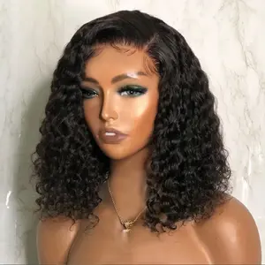 Deep Wave Bob Wigs For Women Glueless Wigs Human Hair 6x4 Transparent Lace Closure Wig Curly Hair Wigs Pre Plucked Pre Cut Lace Wig