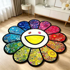 Instagram-style sunflower rug, anti-slip floor mat for bedrooms and living rooms, dopamine-inspired decorative pad, thick and soft, easy to clean, suitable for dopamine/chic cool home decor, Non Slip Rug, Living Room Rugs, Household Decorative Rug