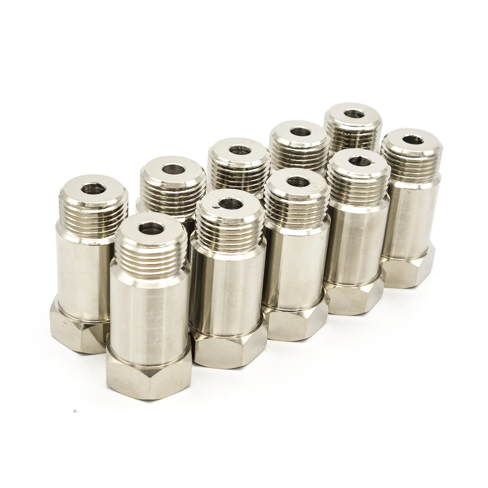 3mirrors 10PCS 45mm Nickel Plated M18X1.5 Threaded Extension Spacer CNC Machined Straight Metal Coupling Adapter General Mechanical Pipeline Hardware Fitting