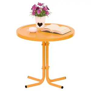 【Father's Day Gift】  Modern Outdoor End Table | Durable Steel Metal Construction in Vibrant Lime Gloss