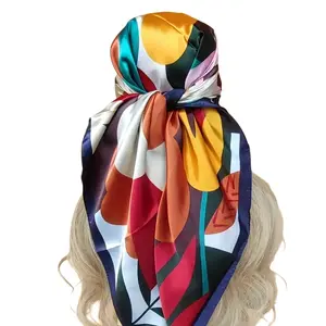 Women's 90x90 Celebrity-Style Decorative Shawl - New Elegant Simple Professional Head Wrap, Artful Motif Scarves, Artist Print Scarves, Assorted Styles Scarves
