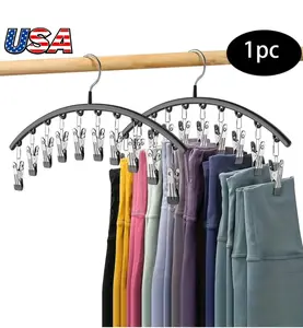 Hangers with Clips Space Saving Pants Closet Organizer Hanging Legging for Home