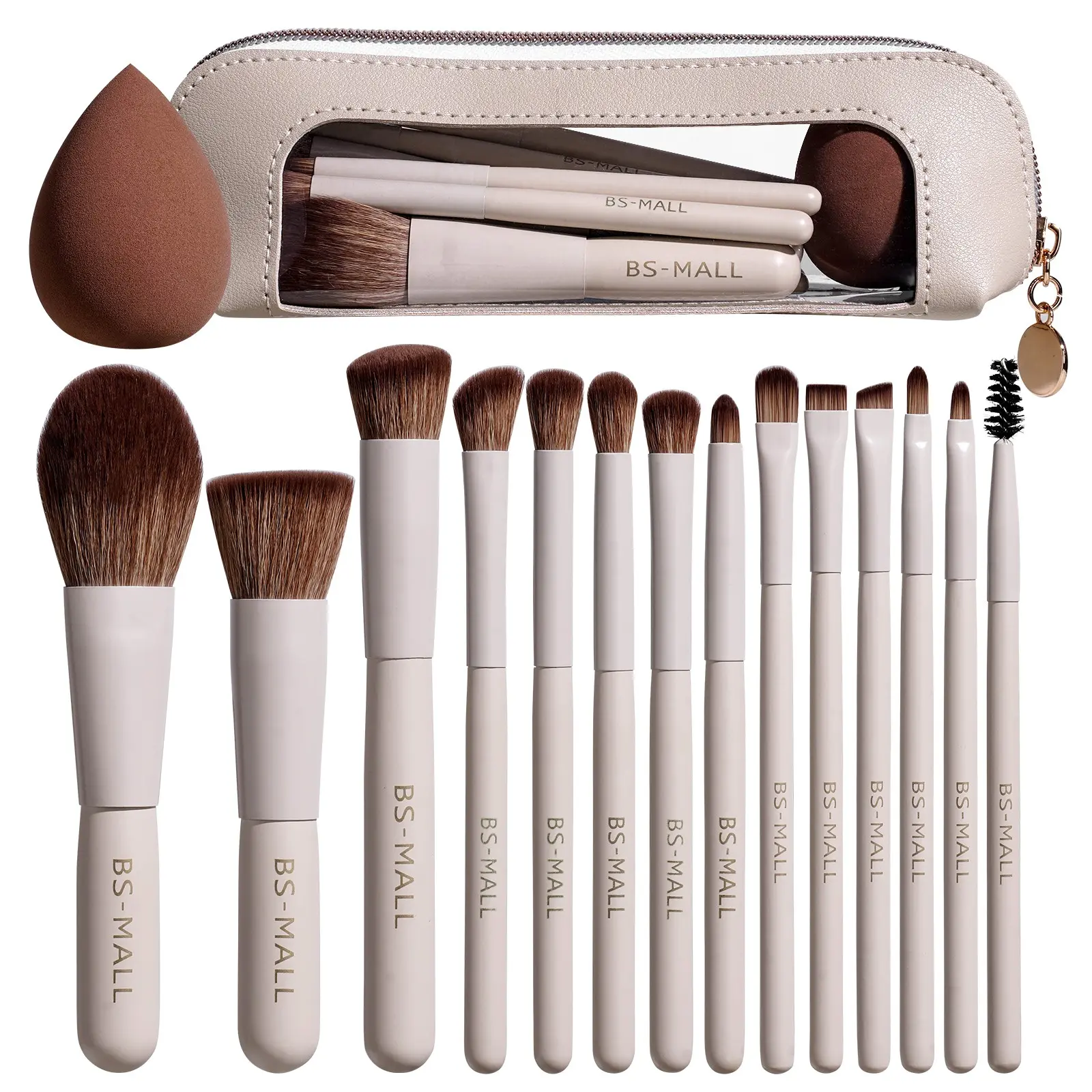 14PCS Mini Makeup Brush Set with Soft Makeup Brushes, Beauty Sponge & Makeup Bag,Travel-Friendly Portable Makeup Kit, Beauty Tools Kit