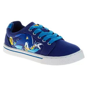 Sonic The Hedgehog Boys' Lace Up Low-Top Vintage Casual Canvas Sneakers