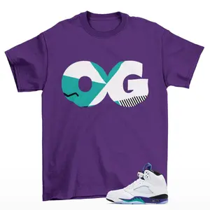 Sneaker OG Jordan 5 Grape Sneaker Matching Tee Shirt Purple