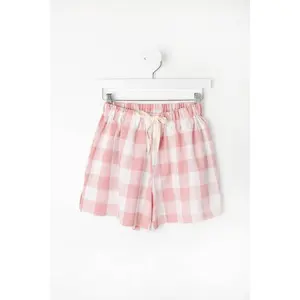 Phoebe Linen Pink and White Check PJ Shorts