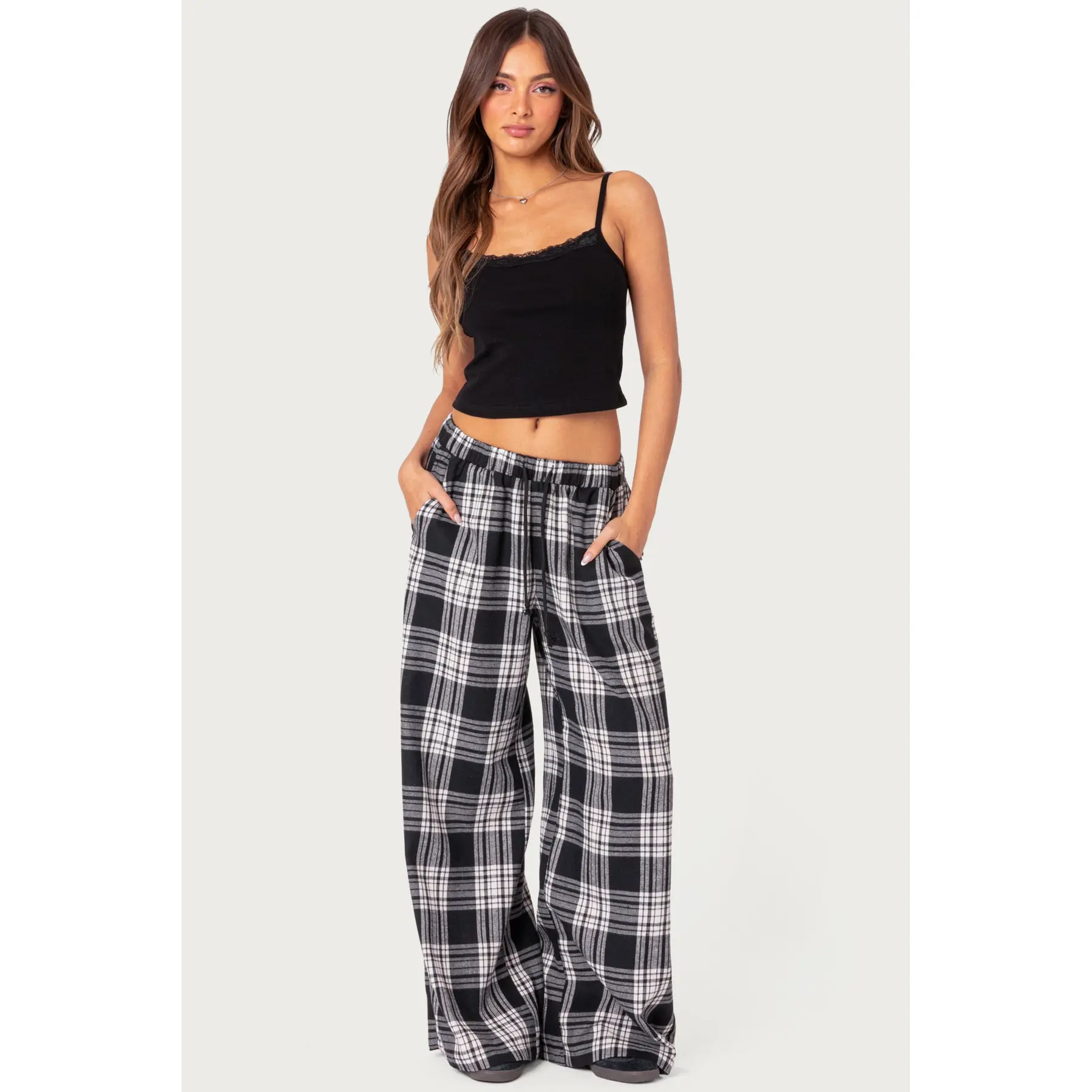 Lounge Around Plaid Wide Leg Pants Lounge Around Plaid Wide Leg Pants