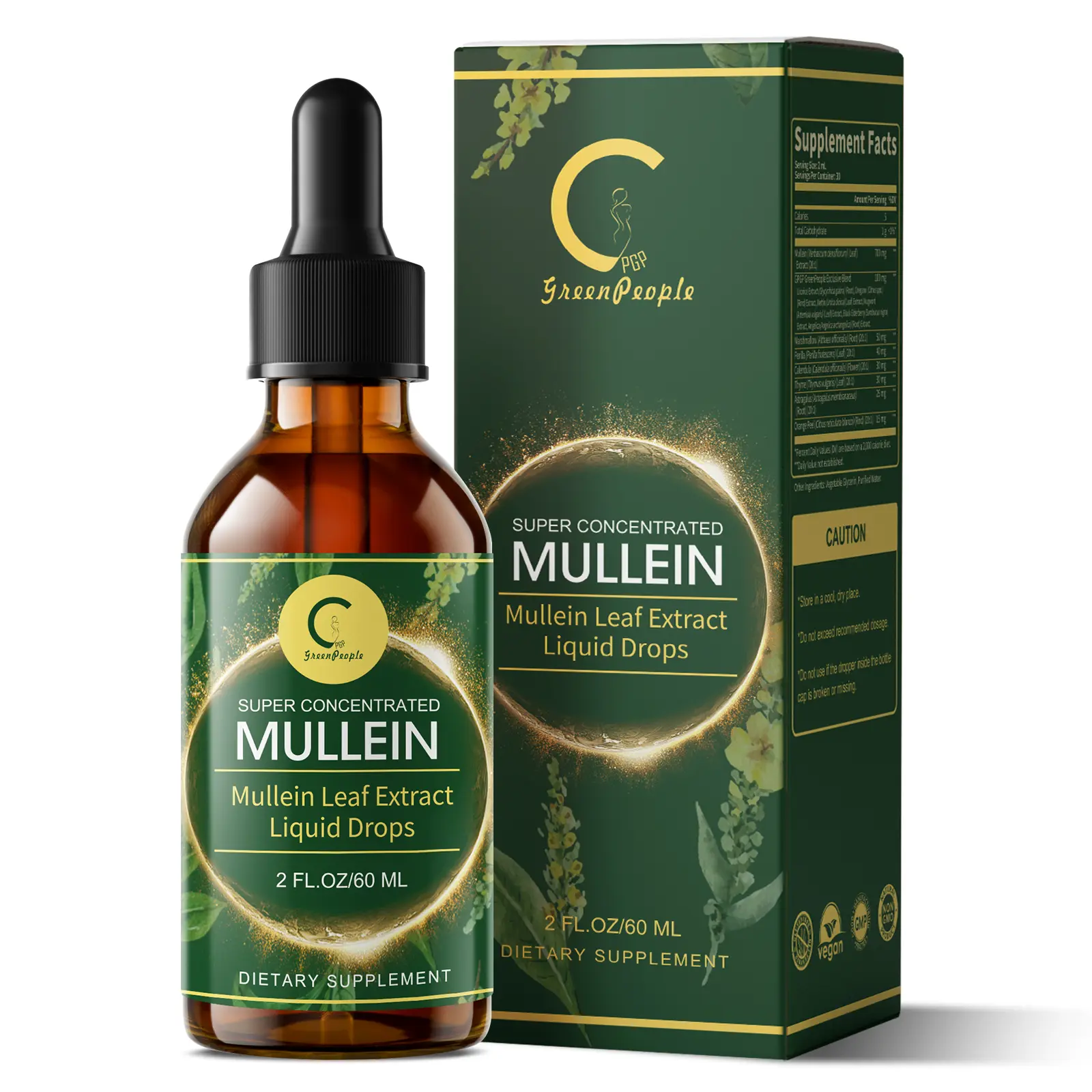 Greenpeople Mullein Leaf Drops for Lungs Mullein Leaf Extract & Marshmallow Root for Lung Cleanse & Detox - Immune Support Supplement, 2 fl oz Healthcare Vitamin