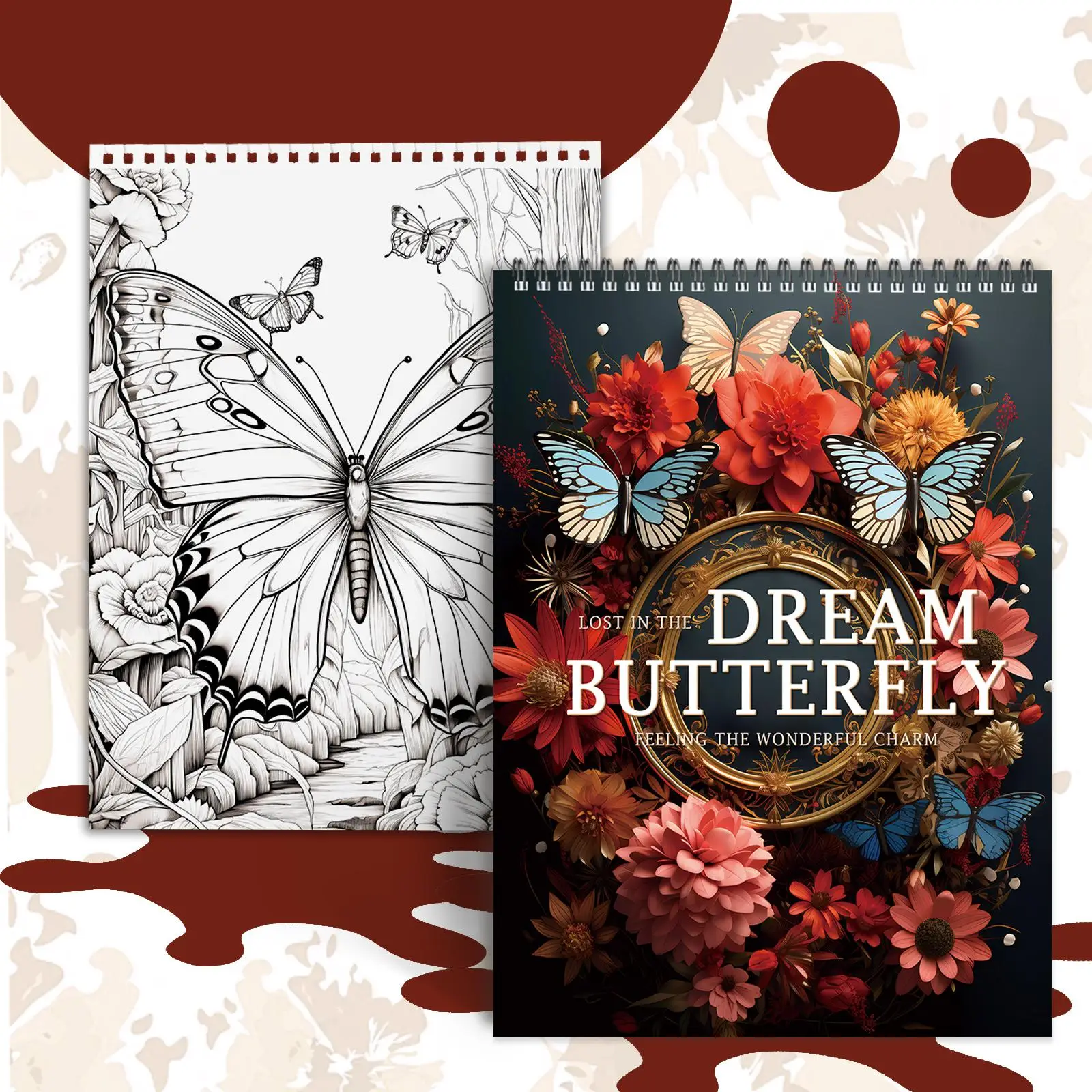 Fantasy Butterfly Theme Coloring Painting, 1 Count 11.22 X 8.27 Inches, Beautiful Designs Of Butterflies and Flowers, Perfect Gifts