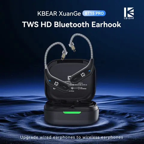 Keephifi KBEAR BT15 Pro-XuanGe Earhook TWS Earbuds Bluetooth, High Quality Wireless Chargeable Bluetooth Headphones with Noise Canceling, 2Pin 0.78mm Jack, Multi-Device Compatible (Not for PS5/Desk PC) for KZ ZST EDX KB02 ZS10 TRI I3 MK3 Audio Accessory