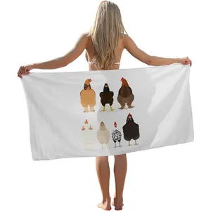 Chicken Beach Towels, Chicken Gifts Pool Towels, Farmhouse Chicken Rooster Sand Towel Large Bath Towels Gifts for Chicken Lovers Women, Chicken Mom Lady Gifts, Rustic Bathroom Decor, 29x60in
