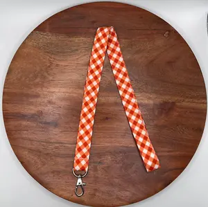 Orange and White Plaid Lanyard