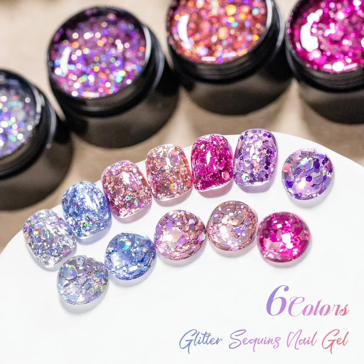 1Pc 8ML Chunky Glitter Sequins Gel Nail Polish, Duochrome Iridescent, Illuminating Iridescent Glitter, Soak Off LED UV Gel Varnish for Home & Salon DIY Manicure, 2026 Spring Trendy Nails, Viral Nail Art, Nail Tech Supplies, Summer Nails