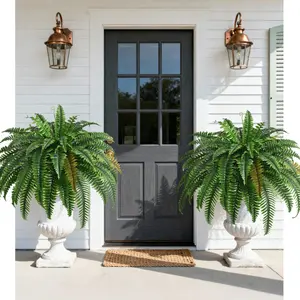 2/4pcs 45in Fake Ferns, Large Artificial Plants Outdoor, UV Resistant, 60 Branches Faux Boston Fern, Weatherproof Fake Plants for Porch Home Patio