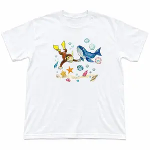 Y2k Curious George Diving with Whale Graphic T-Shirt, Vintage Graphic Tee, Menswear & Womenswear, Streetwear Tops, Casual Cotton Crewneck Shortsleeve T-Shirt
