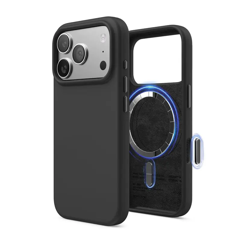 [elago Official] Magnetic Silicone Cellphone Smartphone Case for iPhone 17 Pro - iPhone 18 Pro, MagSafe-Compatible N55 Magnets, Silky Soft Wireless Shockproof Cover, Microfiber Lining, Screen Protector