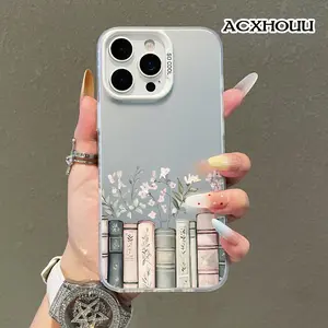 Softcase for iPhone 17 16 E Pro Max 15 Plus 14 13 12 11 XS XR Floral Bookshelf Coquette Pastel Design Shockproof Lightweight Protective Case