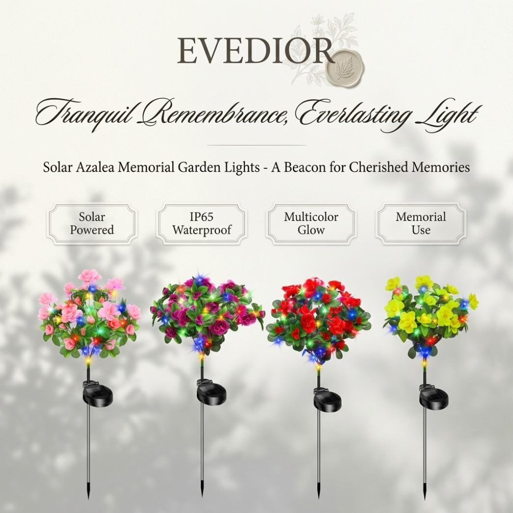 2PCS Solar Azalea Flower Lights for Garden, Waterproof LED Outdoor Decor