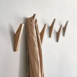 Natural Wood Clothes Hanger, Wall Mounted Coat Hook, Decorative Key Holder, Hat Scarf Handbag Storage, Bathroom Rack Hook