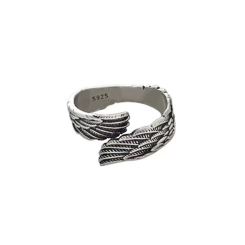 925 Sterling Silver Angel Wing Feather Aesthetic Rings for Women Luxury Jewelry Christmas Accessories with for You Jewelry Fashion Accessories Creative Gift