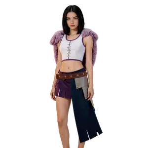 Nico Robin Fur Trim Crop Top Cosplay Costume Set Purple Skirt Belt Accessories for Comic Con