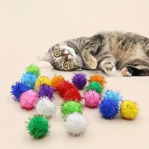 20 Piece Cat Flashing Balls Set, Durable Bite Resistant Polyester Interactive Toys, Multi-Color Self-Play Balls for Kittens, No Batteries Needed