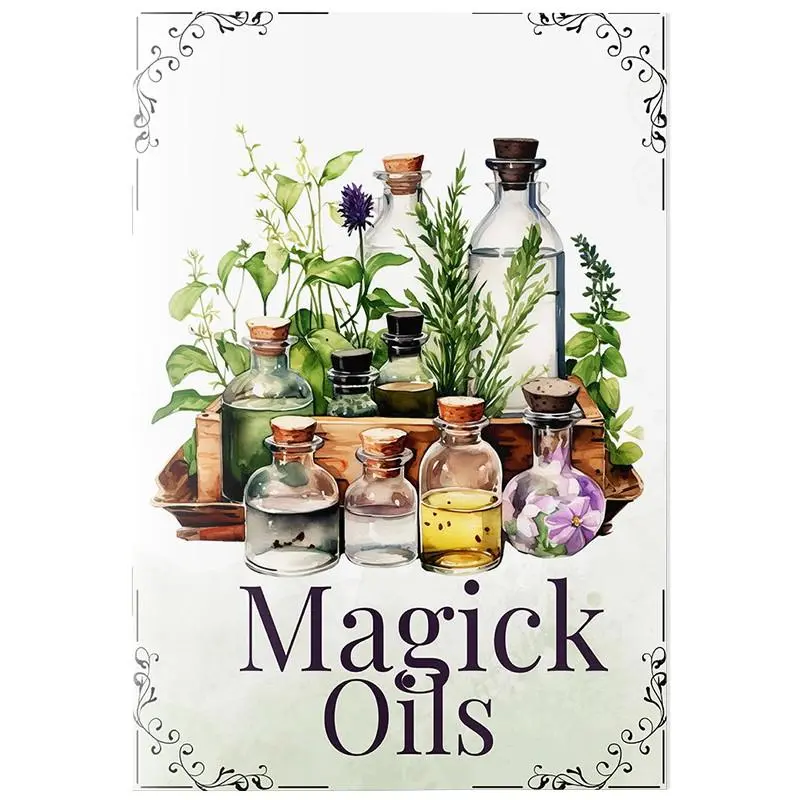 Magick Oils Book, 1 Count Magick Oils Magical Attributes Quick Reference Guide, 54 Kinds Magick Attribute Quick Reference Guide & Relationship & Usage, Kitchen Witch Spell & Herbal Magic Guide