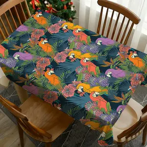 1 pc Parrot Print Tablecloth, Washable Tablecloth, Perfect for Picnic, Camping, Wedding, Birthday Party, Restaurant, Buffet, Vintage Style Home Decor