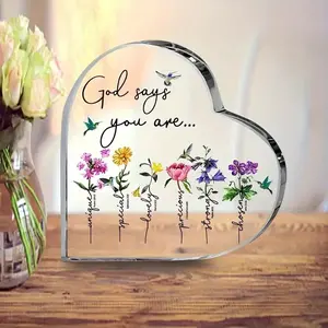 1pc, God Bless You Christian Prayer Bible/Thank You Holiday Gift Sign/Acrylic Desk Decor Sign Office Decor Home Decor Christian Gifts For Women Inspiring Gifts With Bible Verses Prayer Inspiring Table Decor Engraved Heart Keepsake Gift