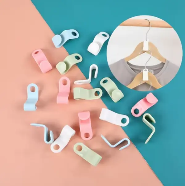 Closet Space-Saving Hanging Hanger Hooks, Lightweight Clip-On Stackable Clothes Hanger Extenders, Plastic Wardrobe Organizer for Clothing Storage, 40/80 Pcs Bulk Pack for Bedroom Use
