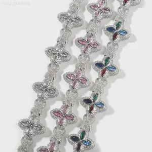 Loveden Chunky Clover Bracelet For Women Men Daily Party Gift Unisex Charm Jewelry 5A Zircon Colorful Infinity Four-Leaf Clover Bracelet Necklace Trendy Jewelry Accessories